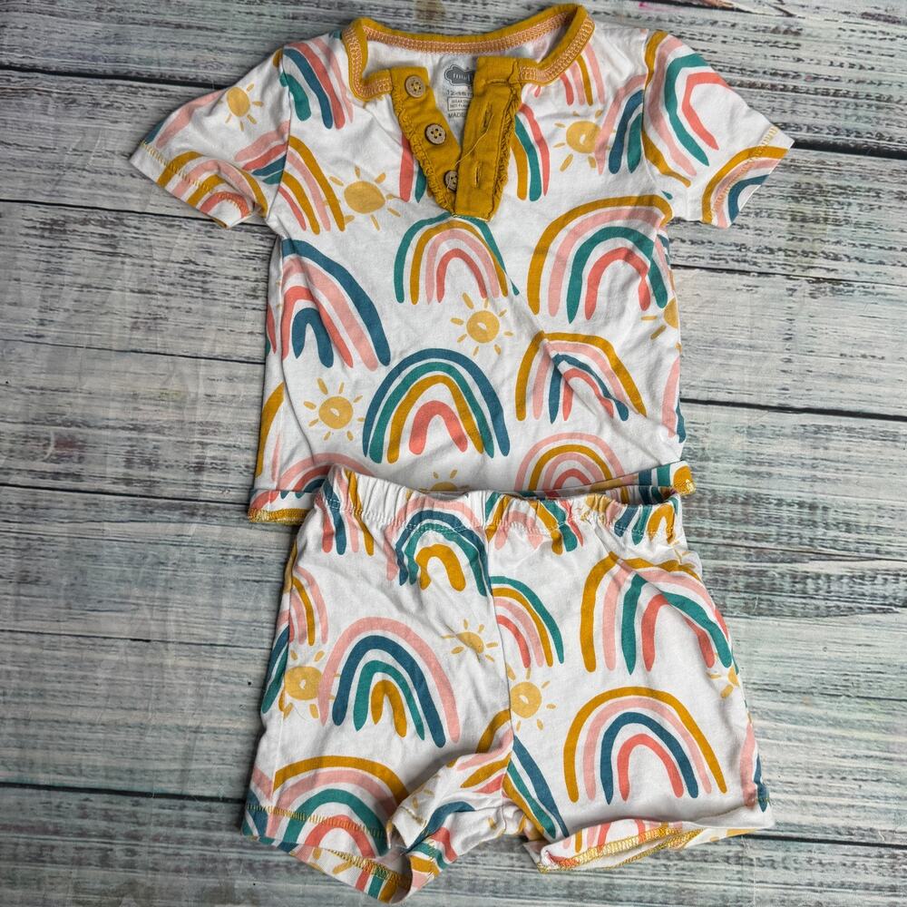 Mud Pie Baby 12-18M Rainbow Sun 2 Piece Outfit Top Shorts Boho Girls